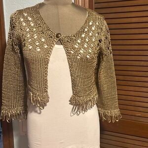 Rinascimento Woman’sCrooled Italian Gold Giacca Jacket Size M